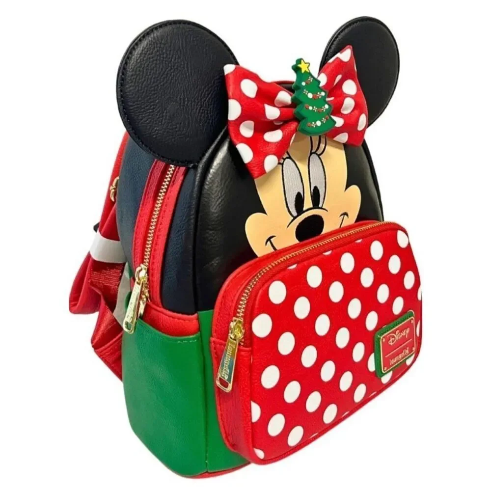 Loungefly Disney Minnie Mouse Holiday Interchangeable Bows Backpack NWT